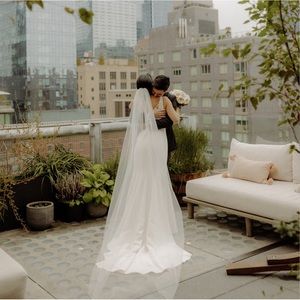 David’s Bridal plain chapel length veil